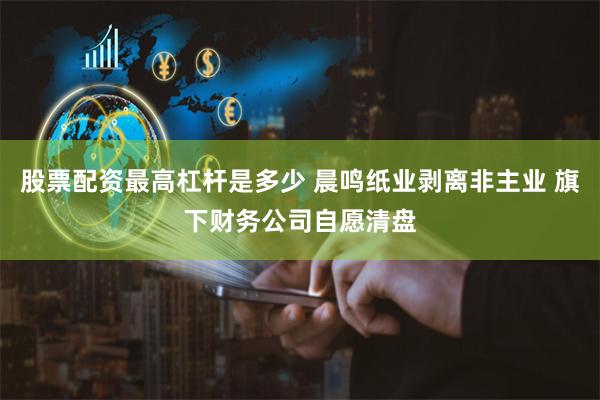 股票配资最高杠杆是多少 晨鸣纸业剥离非主业 旗下财务公司自愿清盘