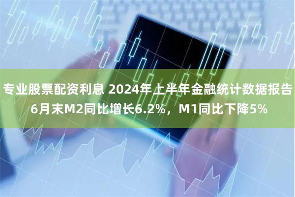 专业股票配资利息 2024年上半年金融统计数据报告 6月末M2同比增长6.2%，M1同比下降5%